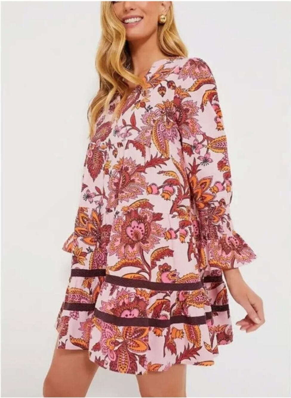 NWT Tuckernuck Beach Sunset Chintz Kenzo Coverup Pink Red Floral Mini Dress Sz L